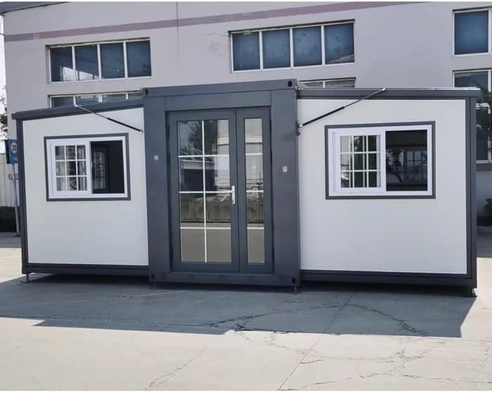 Customizable 20ft/40ft Folding Pack Container House: Complete with Bathroom, Kitchen, Covered Porch, and Double Wing Expansion Orange Compass