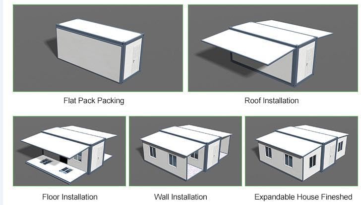 20ft/40ft Expandable Prefab House – Wind Resistant, DIY Kit with Bedroom, Bathroom & Kitchen, CE Certified, 10-Year Warranty, Customizable Orange Compass