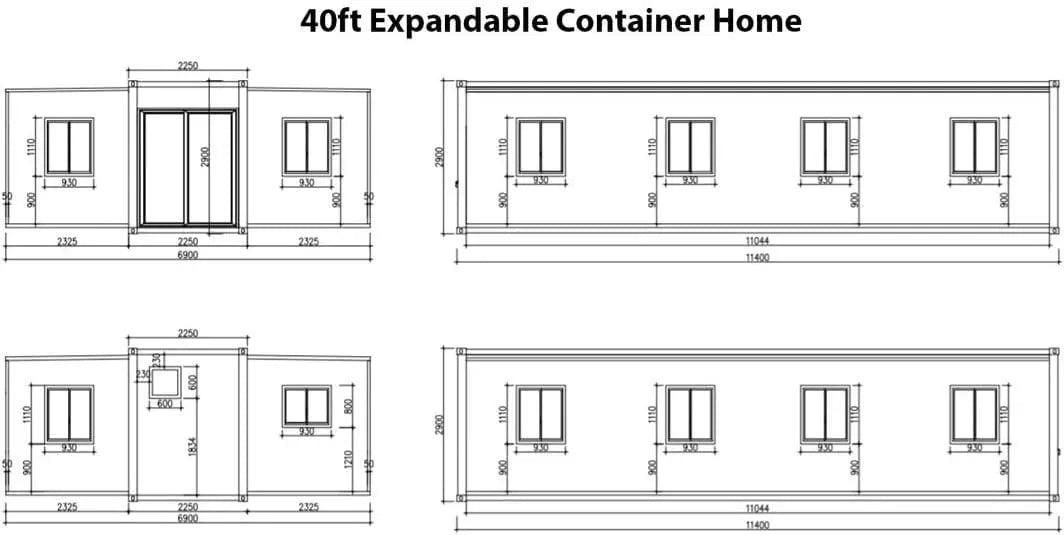 40FT Prefab Tiny Home – Expandable Container House with 2–3 Bedrooms, Full Bathroom & Kitchen, Mobile Modular Home for Adults Orange Compass