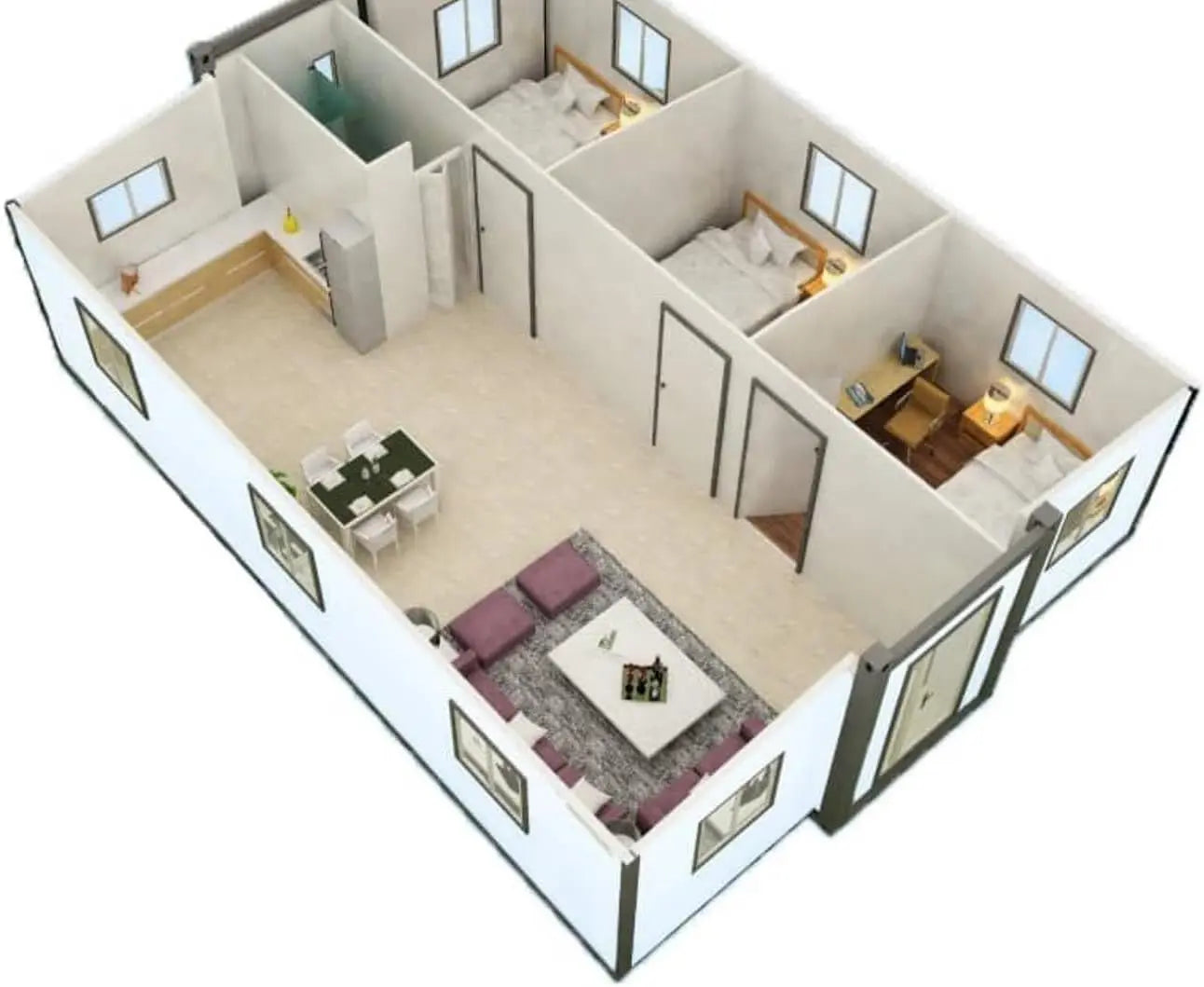 40FT Prefab Tiny Home – Expandable Container House with 2–3 Bedrooms, Full Bathroom & Kitchen, Mobile Modular Home for Adults Orange Compass