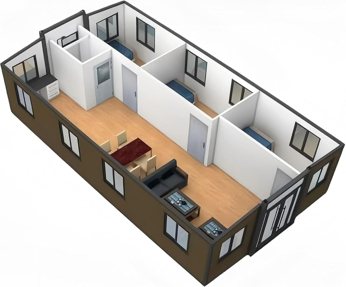20ft/40ft Expandable Prefab House – Wind Resistant, DIY Kit with Bedroom, Bathroom & Kitchen, CE Certified, 10-Year Warranty, Customizable Orange Compass