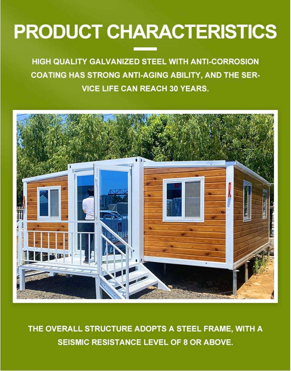 20FT Portable Prefab Foldable Cabin – Steel Frame Insulated Tiny Home or Backyard Office, Easy to Assemble Orange Compass