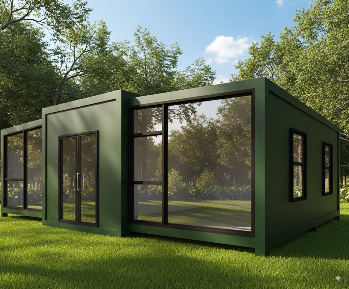 40ft Luxury Prefab Container Home Prefab Little Houses – 3 Bedroom, Living Room, Full Kitchen & Bathroom, Foldable & Easy to Move Orange Compass