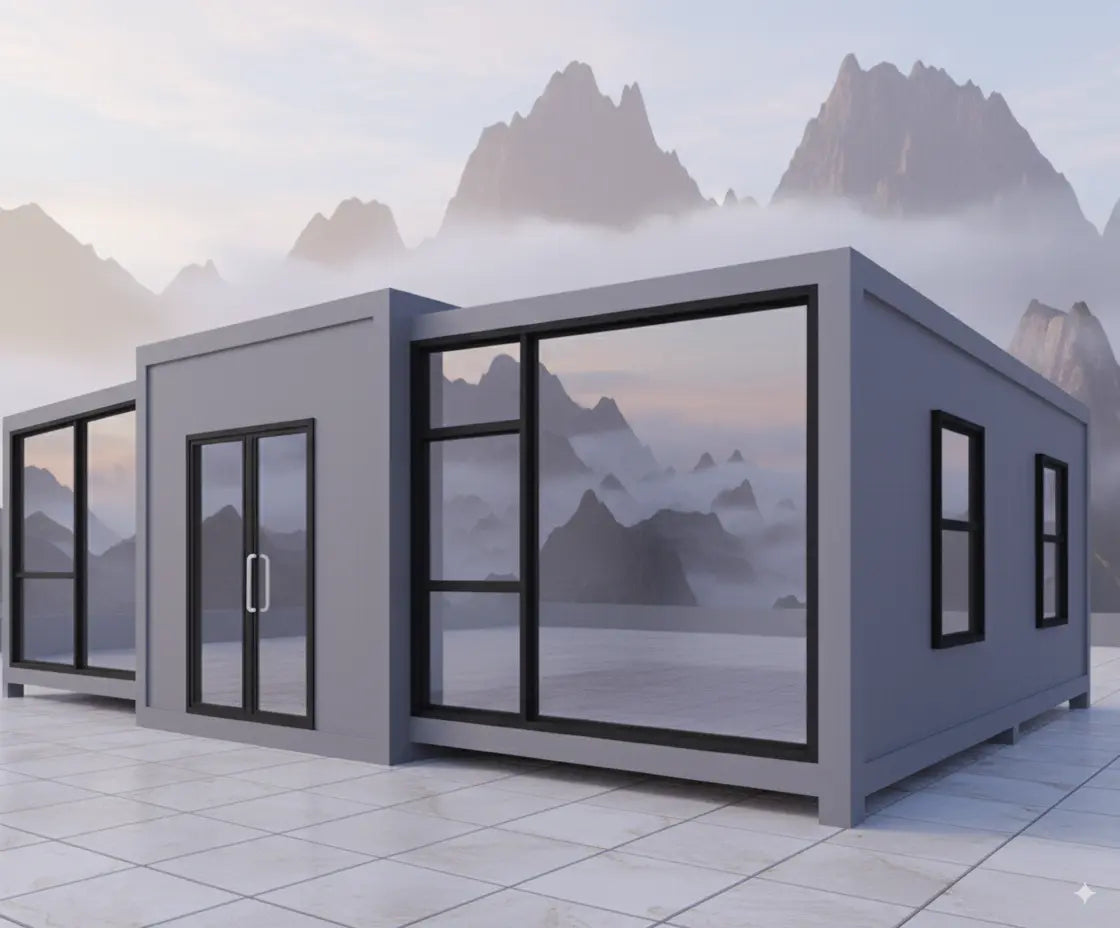 40ft Luxury Prefab Container Home Prefab Little Houses – 3 Bedroom, Living Room, Full Kitchen & Bathroom, Foldable & Easy to Move Orange Compass