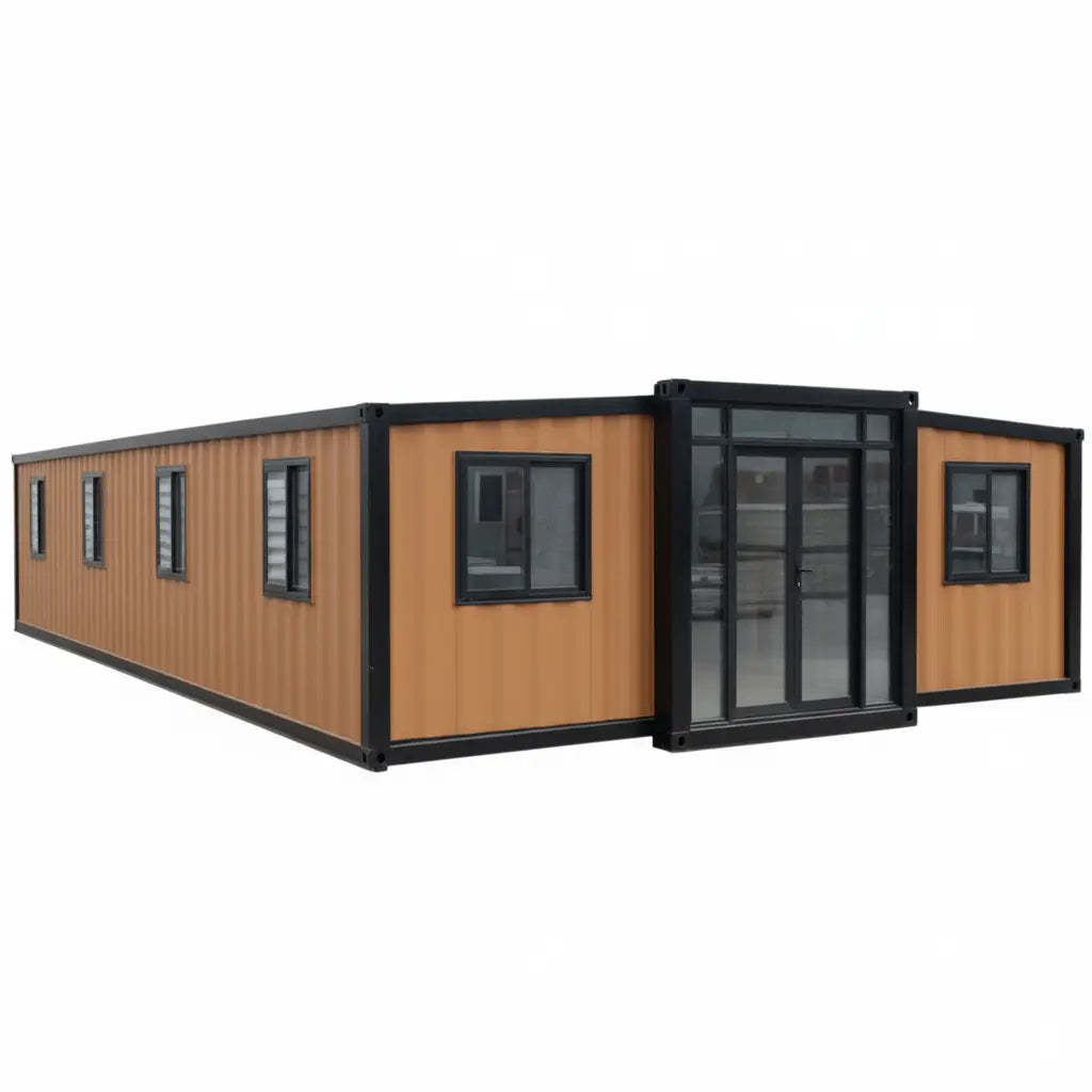40FT Prefab Tiny Home – Expandable Container House with 2–3 Bedrooms, Full Bathroom & Kitchen, Mobile Modular Home for Adults Orange Compass