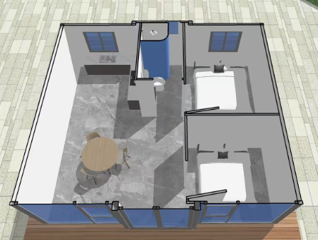 Customizable 20ft/40ft Folding Pack Container House: Complete with Bathroom, Kitchen, Covered Porch, and Double Wing Expansion Orange Compass