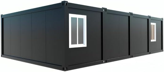 Folding Double-Storey Prefab Barn House – Expandable Portable Tiny Home with Bedroom, Bathroom, Kitchen & Steel Modular Design Orange Compass