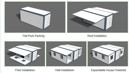 20ft/40ft Expandable Prefab House – Wind Resistant, DIY Kit with Bedroom, Bathroom & Kitchen, CE Certified, 10-Year Warranty, Customizable Orange Compass