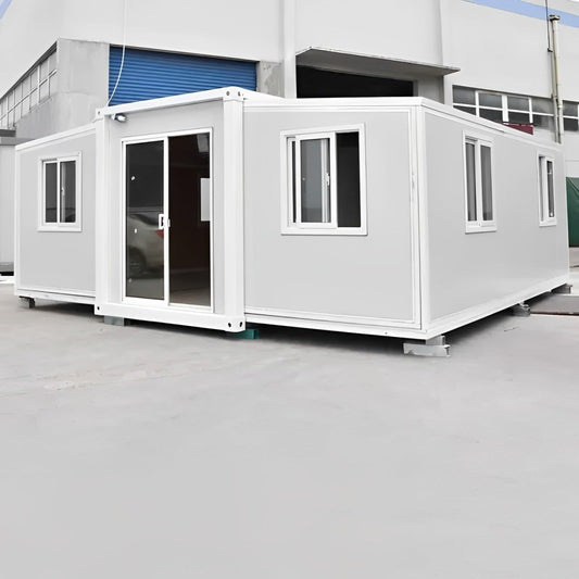 Customizable 20ft/40ft Folding Pack Container House: Complete with Bathroom, Kitchen, Covered Porch, and Double Wing Expansion Orange Compass