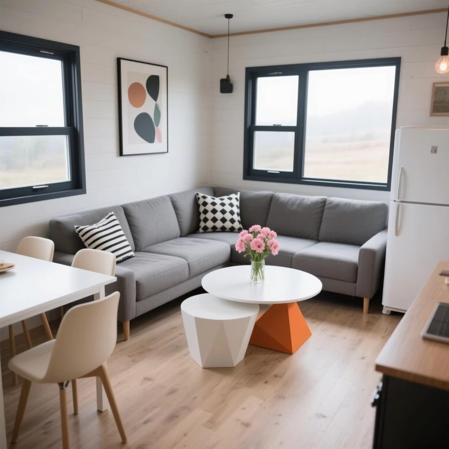 40FT Prefab Tiny Home – Expandable Container House with 2–3 Bedrooms, Full Bathroom & Kitchen, Mobile Modular Home for Adults Orange Compass
