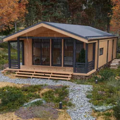 20ft Expandable Prefab Tiny Home – Mobile Modular House with 2 Bedrooms, Bathroom & Kitchen for Adults Living Orange Compass