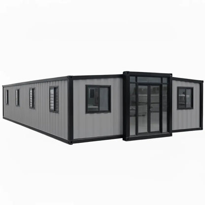 40FT Prefab Tiny Home – Expandable Container House with 2–3 Bedrooms, Full Bathroom & Kitchen, Mobile Modular Home for Adults Orange Compass