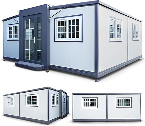 Customizable 20ft/40ft Folding Pack Container House: Complete with Bathroom, Kitchen, Covered Porch, and Double Wing Expansion Orange Compass