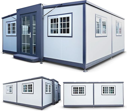Customizable 20ft/40ft Folding Pack Container House: Complete with Bathroom, Kitchen, Covered Porch, and Double Wing Expansion Orange Compass